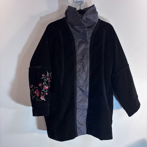 SISSY ME VELVET COAT Sz L Floral Embroidery Funnel Collar Puffer Style NEW - Picture 1 of 12